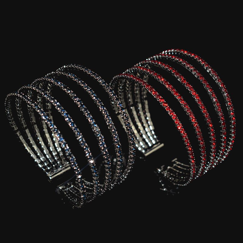 Bracciale elegante classico braccialetti aperti bracciale da donna con strass bracciale in cristallo rosso oro bracciale da sposa gioielli da sposa