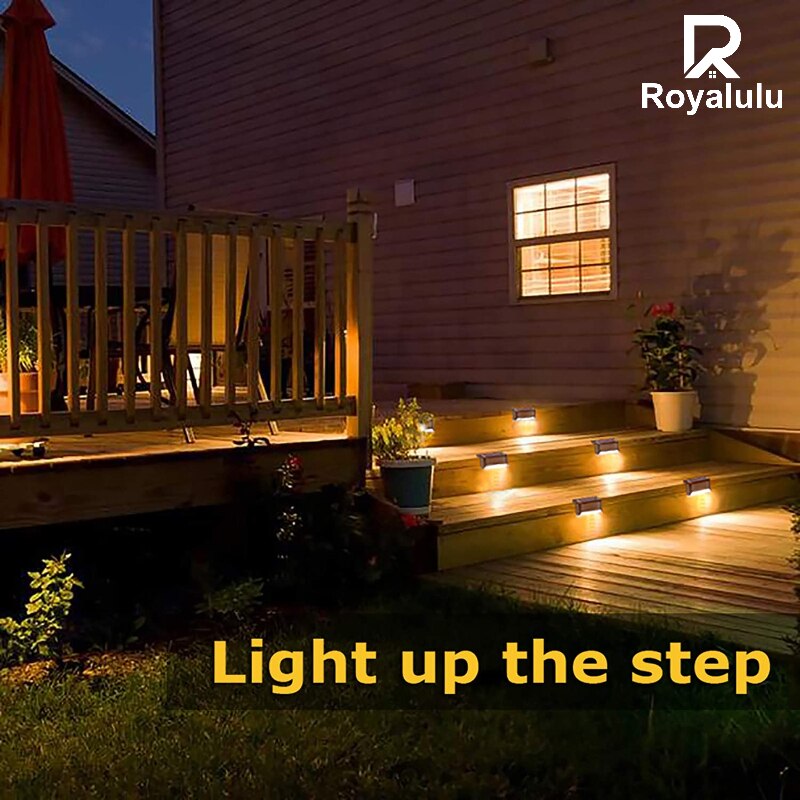 Solar led lys udendørs trappe lampe vandtæt varm balkon have gård dekoration landskab hegn dæk lys