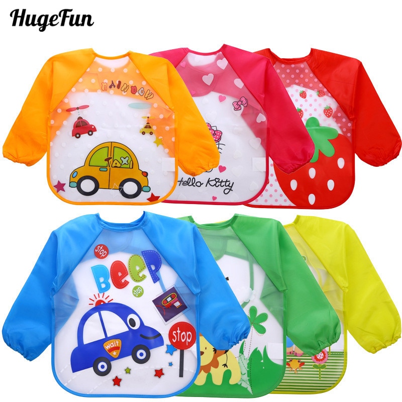 Mignon bébé bavoirs imperméable à manches longues tablier enfants alimentation Smock Bavoir Burp vêtements doux manger bambin Baberos Bavoir vêtements
