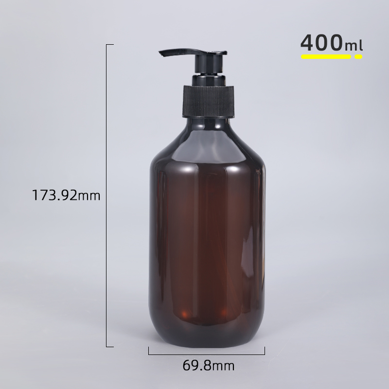 Tom tvålflaska för husdjur brun badrumsduschgel påfyllningsbara flaskor schampotvätt hårbalsam lotions pressautomat: 400ml