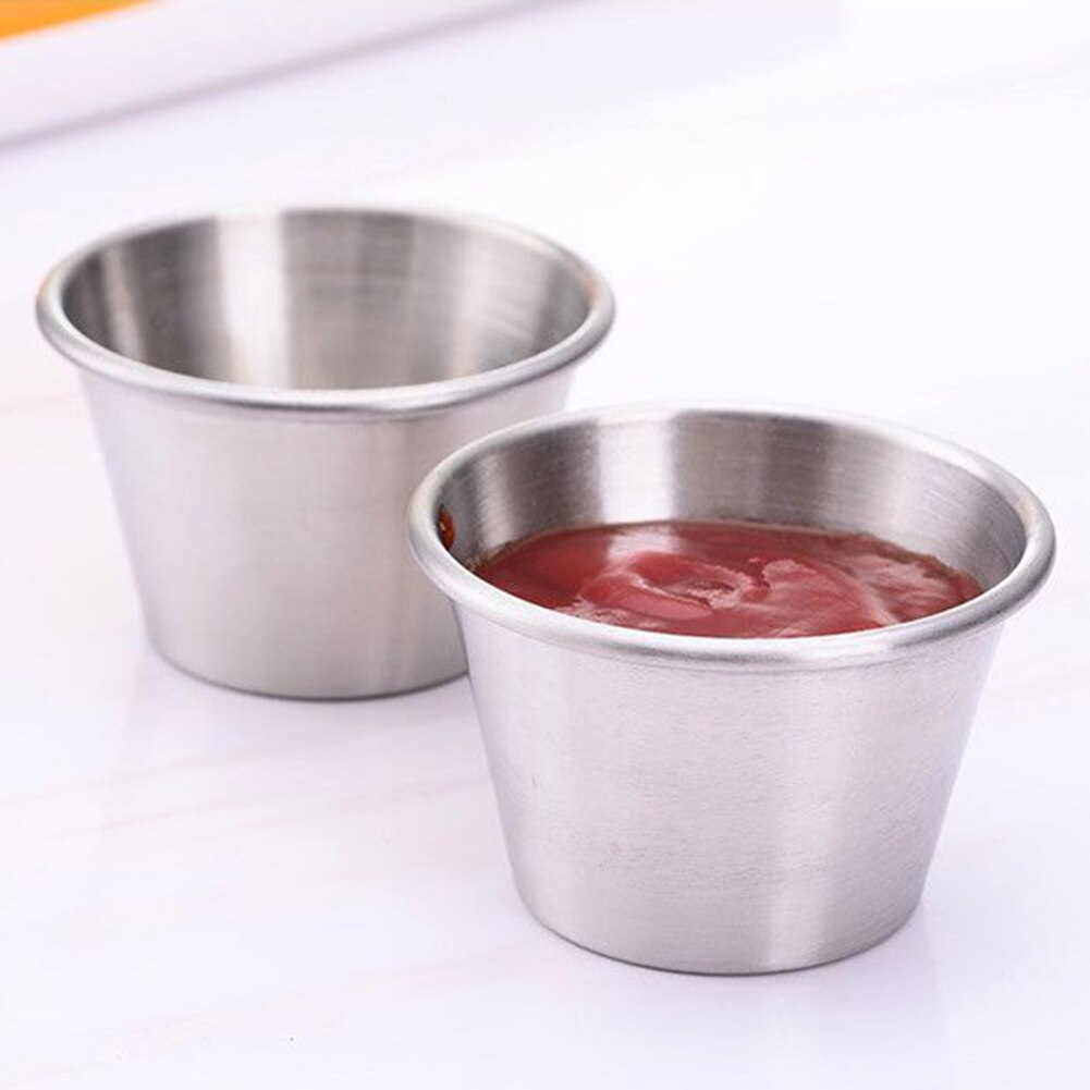 4pcs Stainless Steel Pot Dipping Bowl Small Sauce Cup Seasoning Dish Saucer Appetizer Plates Sauce Container for Restaurant