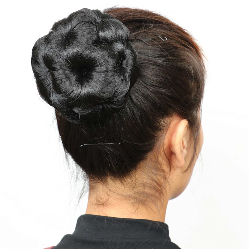 XINRAN Pelo Rizado Chignon moño Donut Clip en el pelo nueve flores pelo mujeres sintético de alta temperatura extensión de fibra Chignon: 6