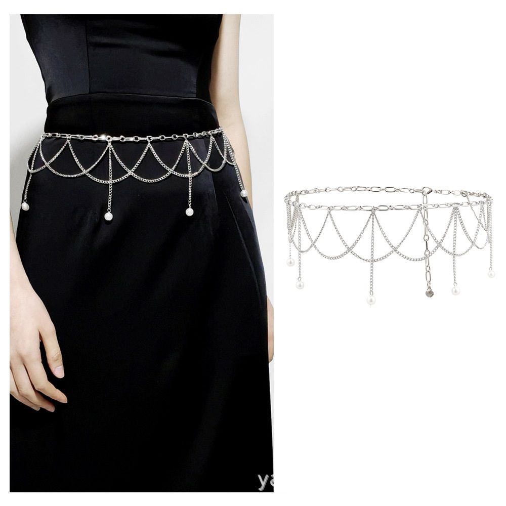 Cinturón gótico con cadena para mujer, cinturones de a la , correa para vestidos, cinturón dorado y plateado para pantalones vaqueros, cinturón para pantalones CY11