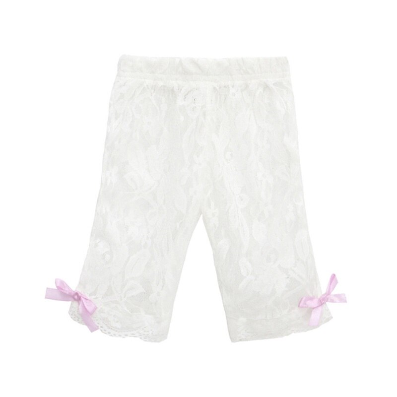 Mudkingdom verano mallas de encaje chicas ligero transpirable elástico de la Leggings cortos para niña ropa blanca pantalones cortos: Pink / 6T