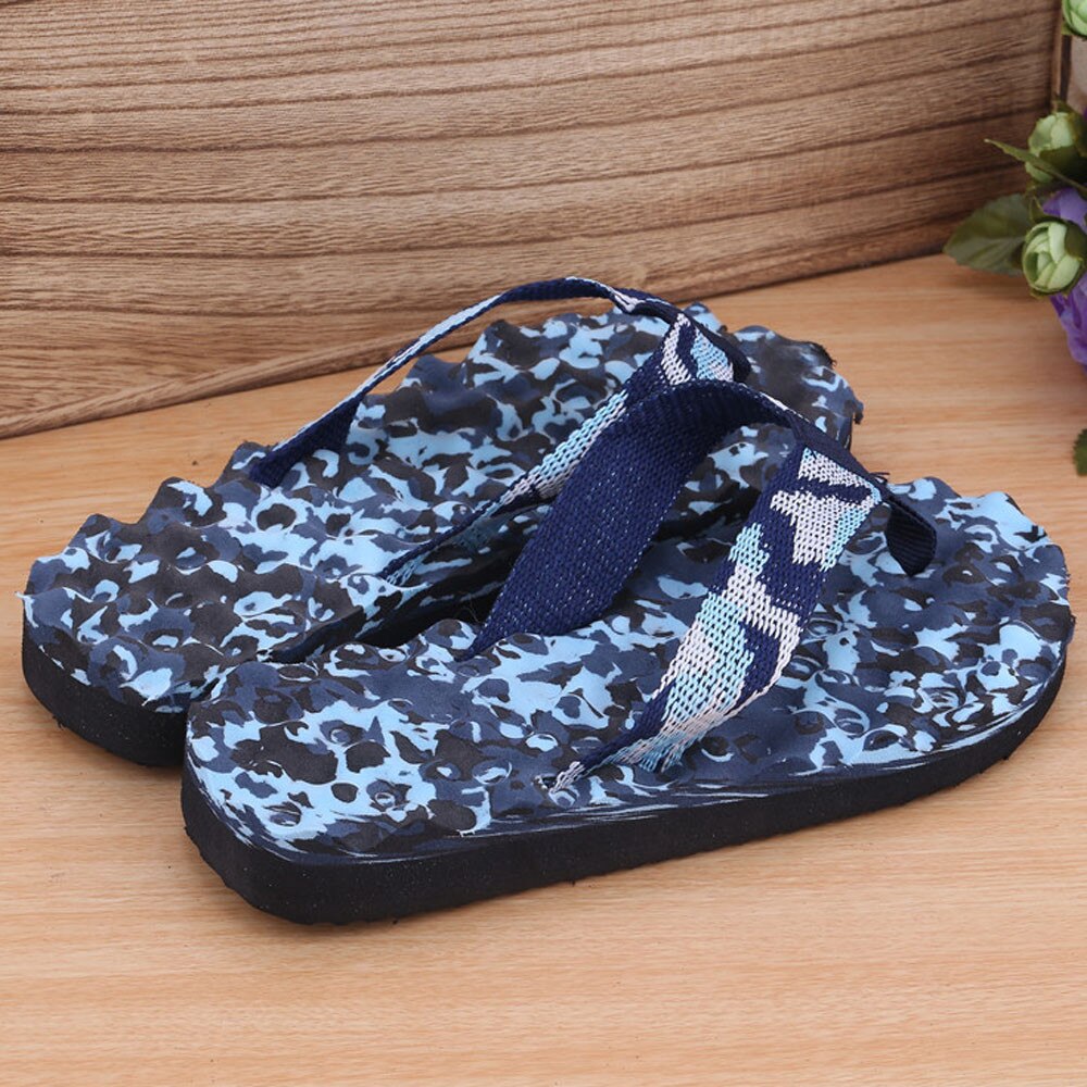 Hommes Camouflage tongs pantoufles chaussures sandales pantoufle intérieur et extérieur décontracté hommes antidérapant chaussures de plage sapato masculino 40-45: Bleu / 45