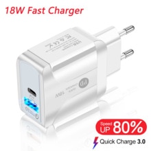 18W PD Ladegerät QC 3,0 quick charge 3,0 für iphone 12 11 schnelle ladegerät adapter für xiaomi samsung S20 hinweis typ c usb c dual port