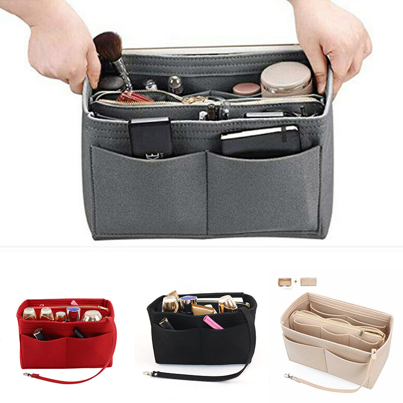 Felt Purse Insert Organizer Portable Cosmetic Bag Fit for Handbag Tote Various Bag Multifunction travel Lady Travel H66