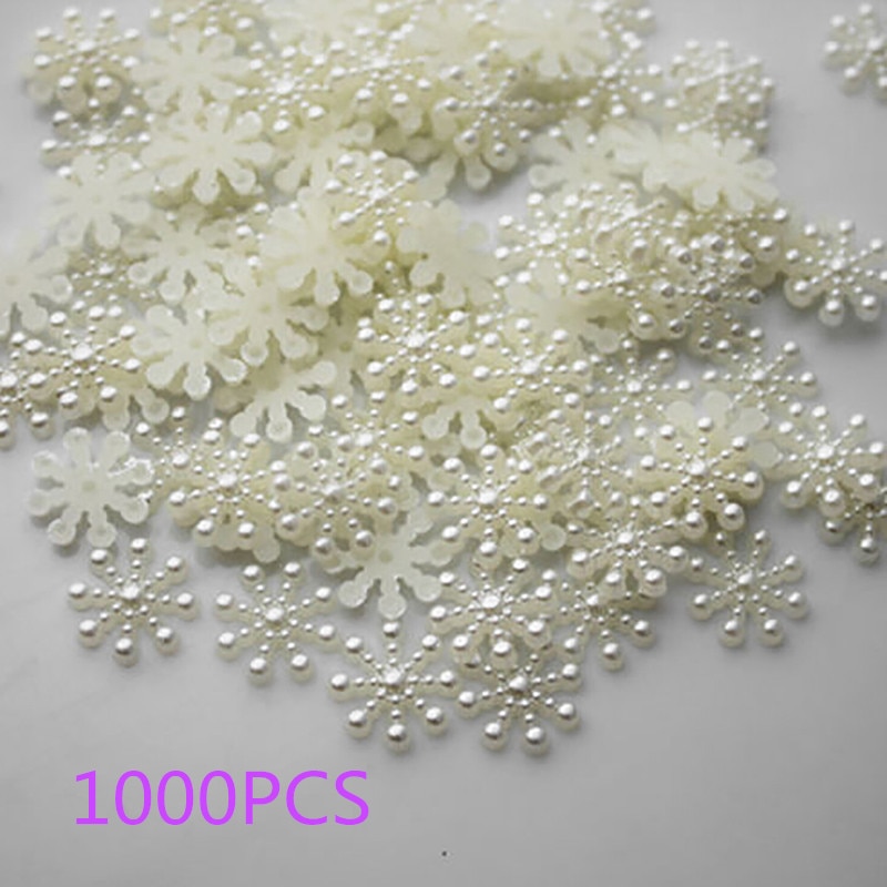 12 Mm Craft Imitatie Parels Plaksteen 100Pcs Voor Art Scrapbooking/Diy Decoratie Kunstmatige Witte Sneeuwvlok Kralen