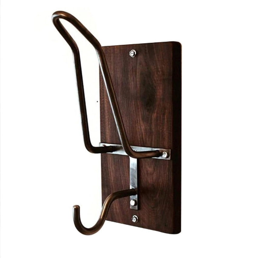 Soporte de gancho para casco de motocicleta, soporte de madera, soporte de gancho de Metal, estante de montaje en pared, colgador de bolsa para casco de ropa, 33x18cm para habitación y garaje