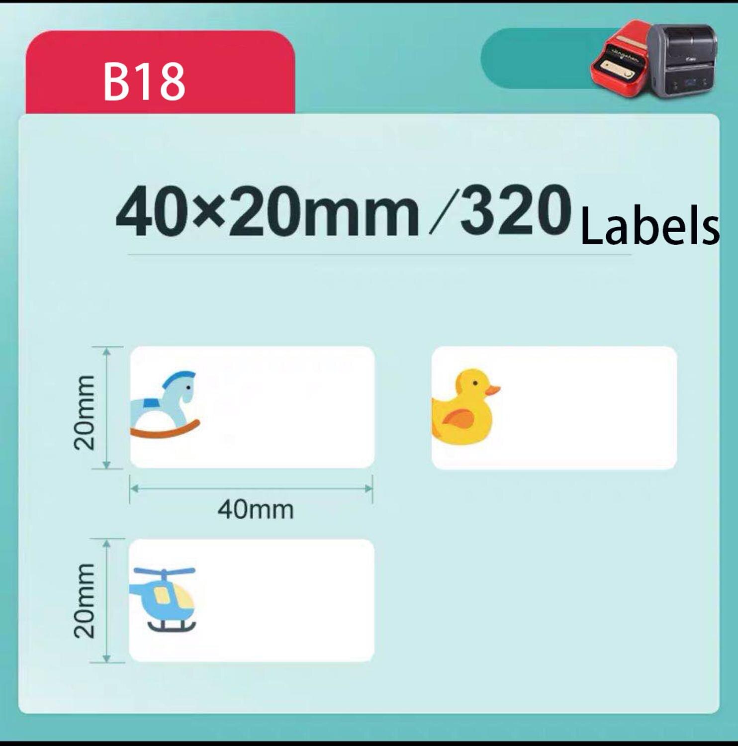【Niimbot B21/B3S Label】Cartoon Cute Label tape Label Sticker used for B21/B3S Label Maker Label Printer: B18