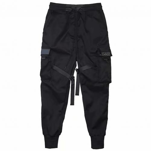 Sudadera con cordón y tirantes para hombre, pantalones largos informales a la , con múltiples bolsillos, estilo Cargo, con tobillero: XL