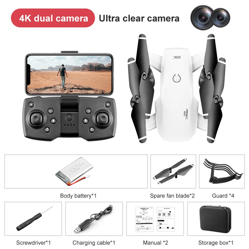 Wecute Dron 4k Drones RC Quadcopter Fpv Drone With Camera HD Wide-angle Wifi Foldble Drone Profession: W 4K Dual Cameras 1B