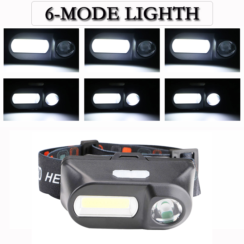Brightest LED Headlamp Outdoor Head Light camping XPE+COB USB charging Fishing headlights Waterproof flashlight with 18650