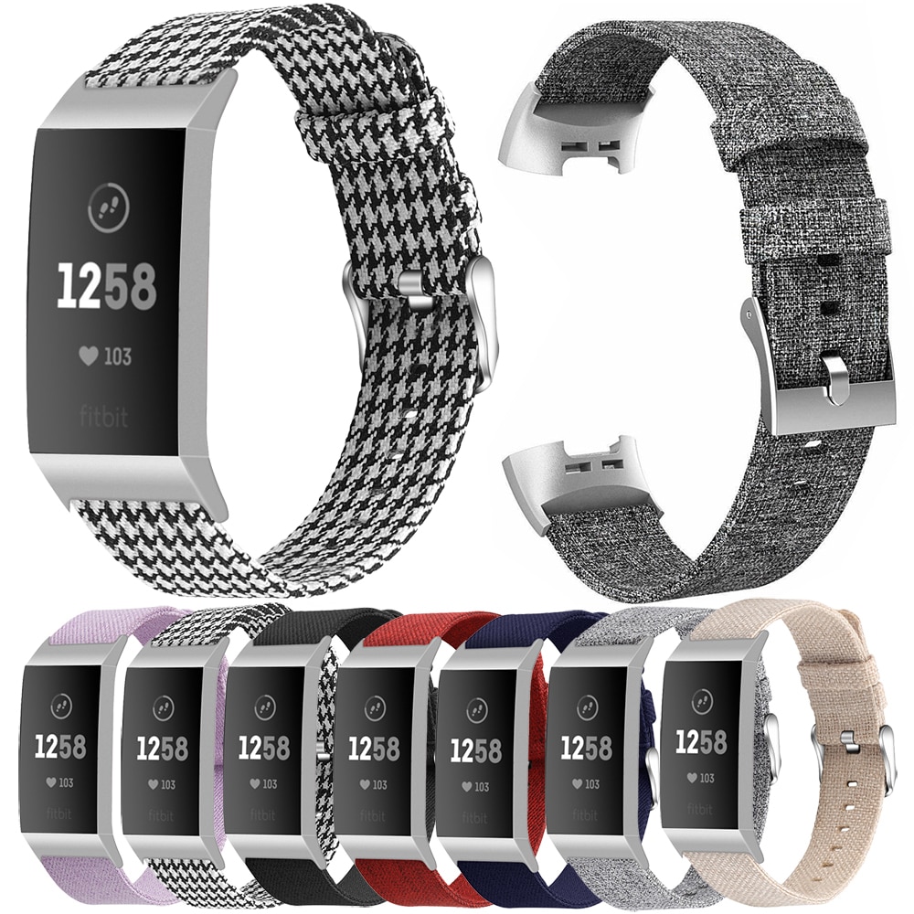 Banda da lona para fitbit carga 3 4 pulseira inteligente loop para fitbit carga 3 4 banda de pulso substituição correa
