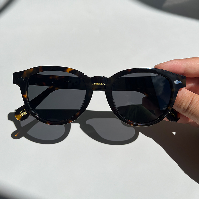 Store lemtosh maydela vintage acetat solbriller til herrer og kvinder ovale polariserede briller med stort ansigt: Rød