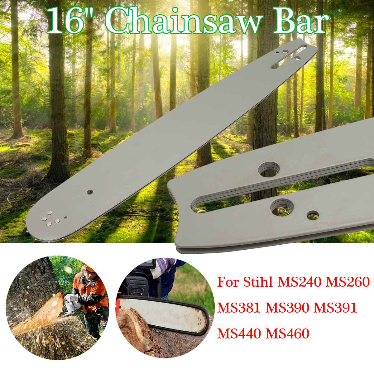 16 Inch Chainsaw Guide Chainsaw Guide Chain Saw Chain Replacement Blades For 66DL Stihl MS240 MS260 MS381 MS390 MS391 MS440MS460