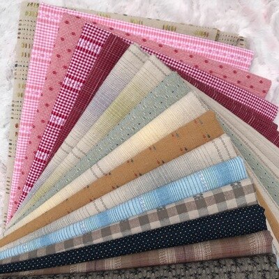23 x 33cm 11- delt polykromatisk hi billigste japanske første fargevaskede stoffet søm dol gjør-det-selv-stoff rutet bomullsdukke