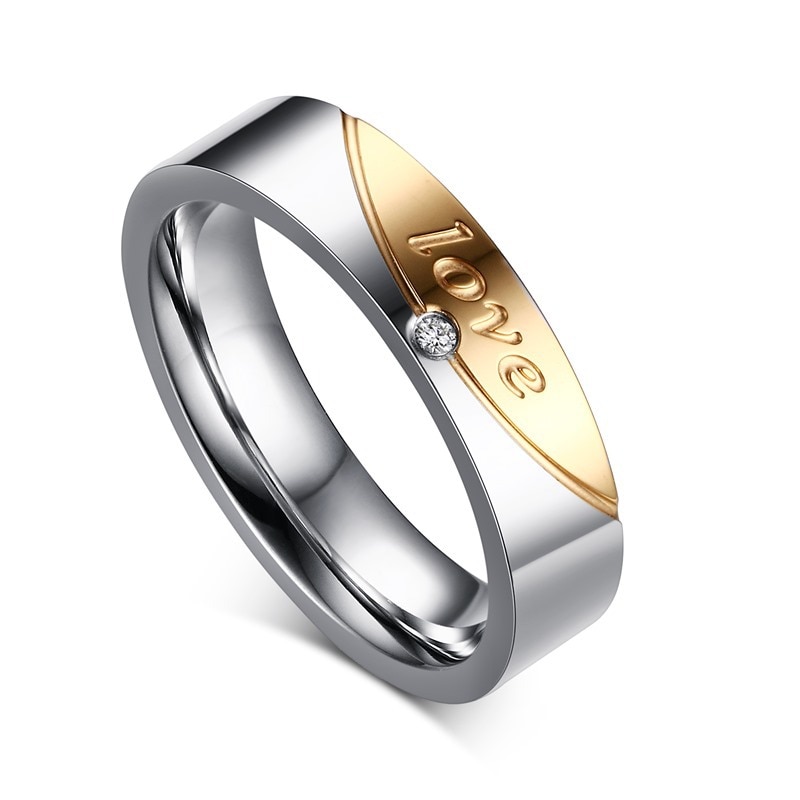 Alliance Ring Stainless Steel Forever Love Ring for Women and Men Gold-Color Wedding Ring
