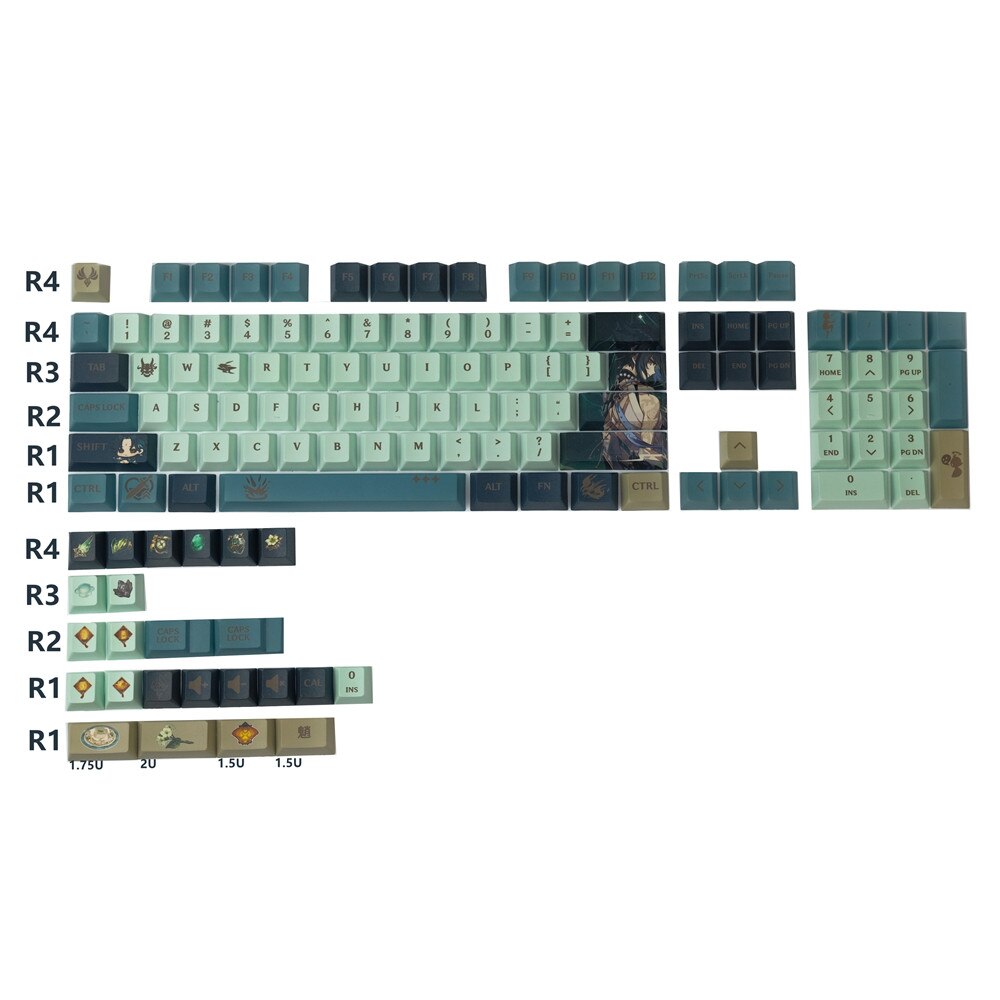 Mechanische Toetsenbord Keycaps Cafe Gmk Keycaps Cherry Profiel Key Caps 140 Toetsen-Set Keycap Met 2U 1.75U Shift GK61 GK64 980: Genshin impact Xiao