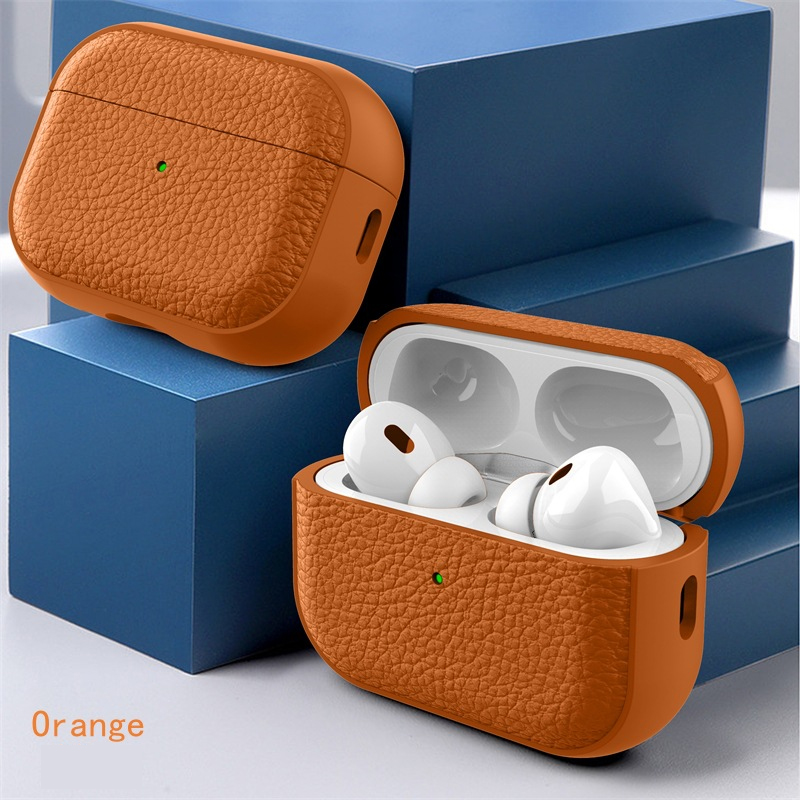 Leather Texture Case For Apple Airpods 1 2 3 4 Pro air pods Wrieless Bluetooth Earphone Protective Cover Anti-lost Headphone Bag: XS / Khaki