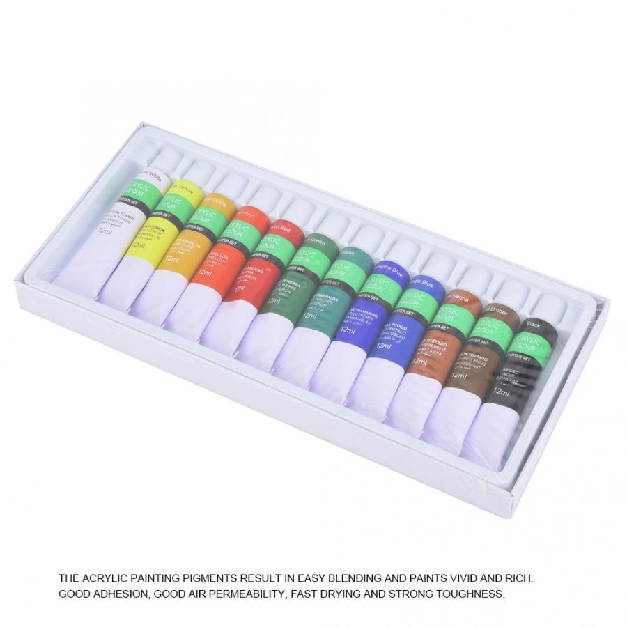 Acryl Pigment 12 Kleuren Acryl Schilderen Set 12ml Multicolor Pigmenten Hand Tekenen Materiaal Tool Hand Tekenen Pigment