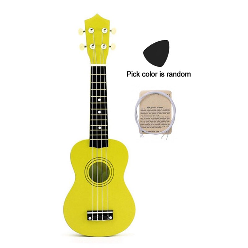 Colorful 21 inches Soprano Ukulele Basswood Nylon 4 Strings Ukulele Bag Acoustic Mini Hawaiian Guitar Bass Guitarra for Beginner: Yellow