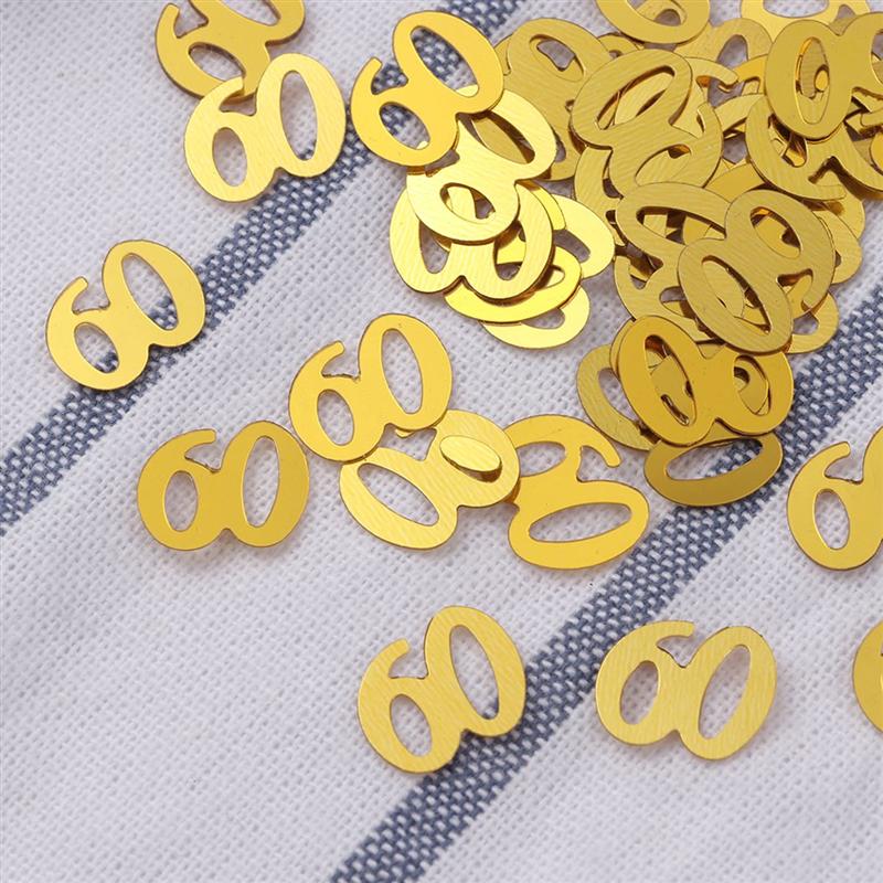1200pcs Party Decorative Confetti Number 60 Sequins Confetti Party Supplies Table Confetti Decor For Birthday Anniversary A35