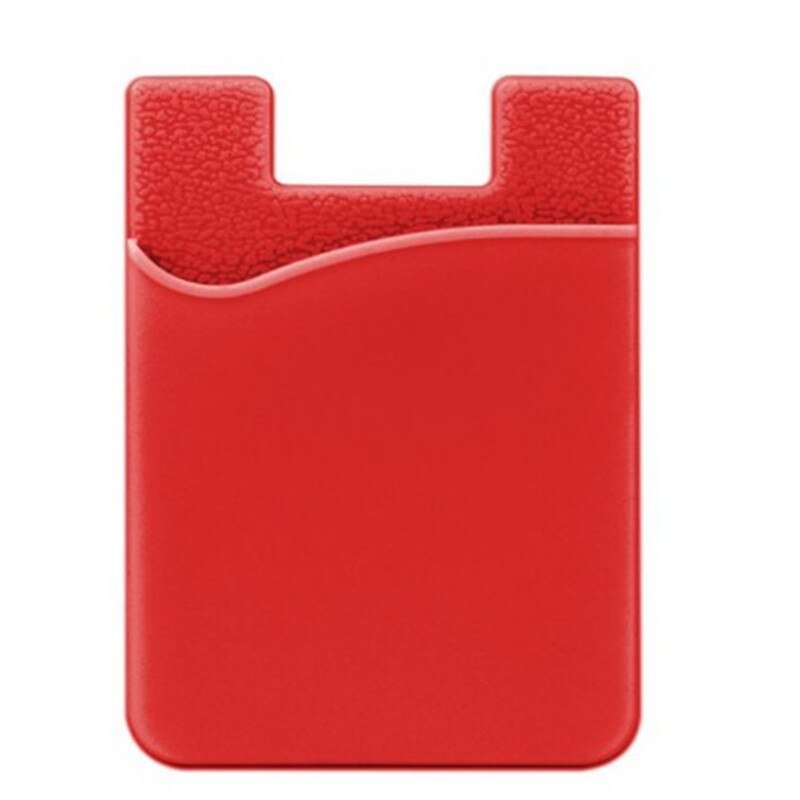 1Pc Dubbele Zak Elastische Stretch Siliconen Mobiele Telefoon Id Credit Kaarthouder Sticker Universal Wallet Case Kaarthouder: Rood