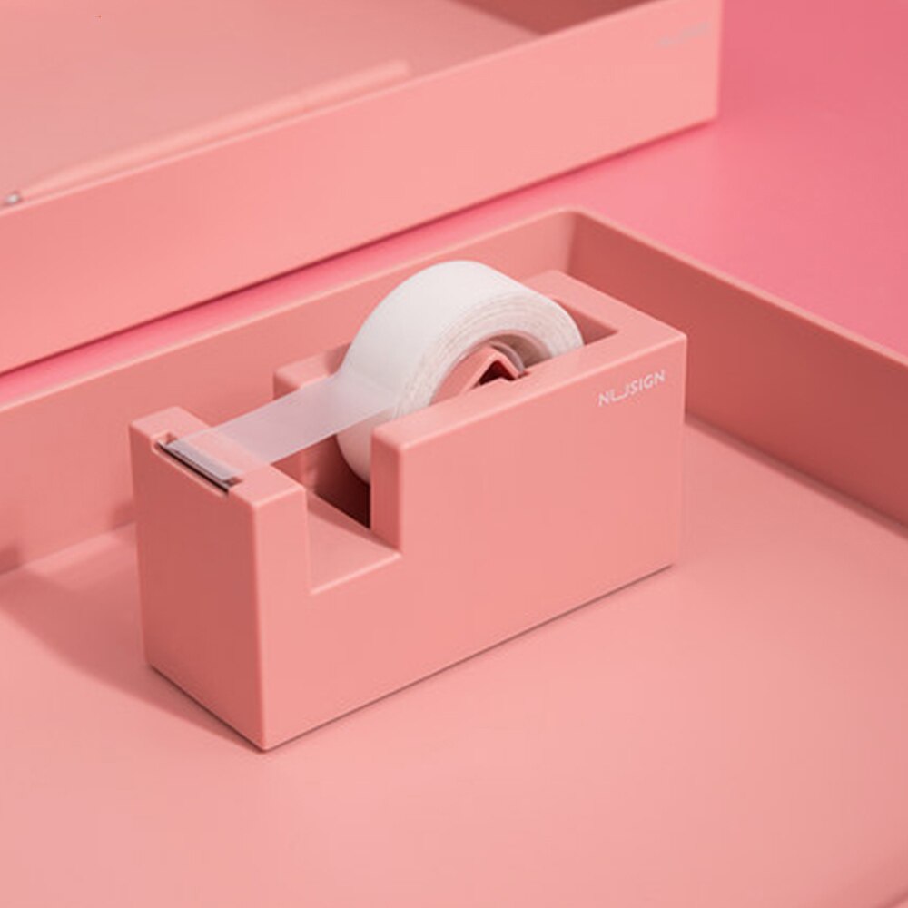 Nusign bærbar tape cutter med tape sæde selvklæbende tape dispenser cutter tape holder opbevaringsboks arrangør papirvarer levering