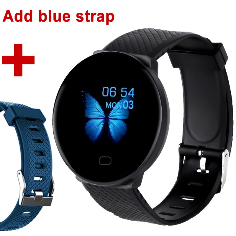 Pulseira de fitness mulheres homens ip67 à prova dip67 água 1.3 screen tela eletrônica fitness rastreador saúde coração relógio banda inteligente para android ios: Add a blue strap