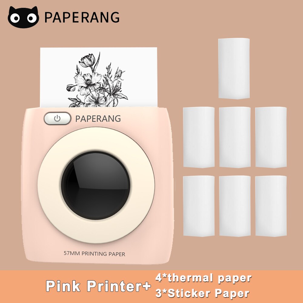 PAPERANG P2 Pocket Mini Printer 300dpi BT Wireless Printer Portable Thermal Printer for Photo Picture Receipt Label Sticker: P-7Rolls Paper
