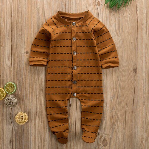 Cute Newborn Baby Girl Boy Long Sleeve Button Romper Bodysuit Jumpsuit Outfits Set Clothes 0-6M: 6M