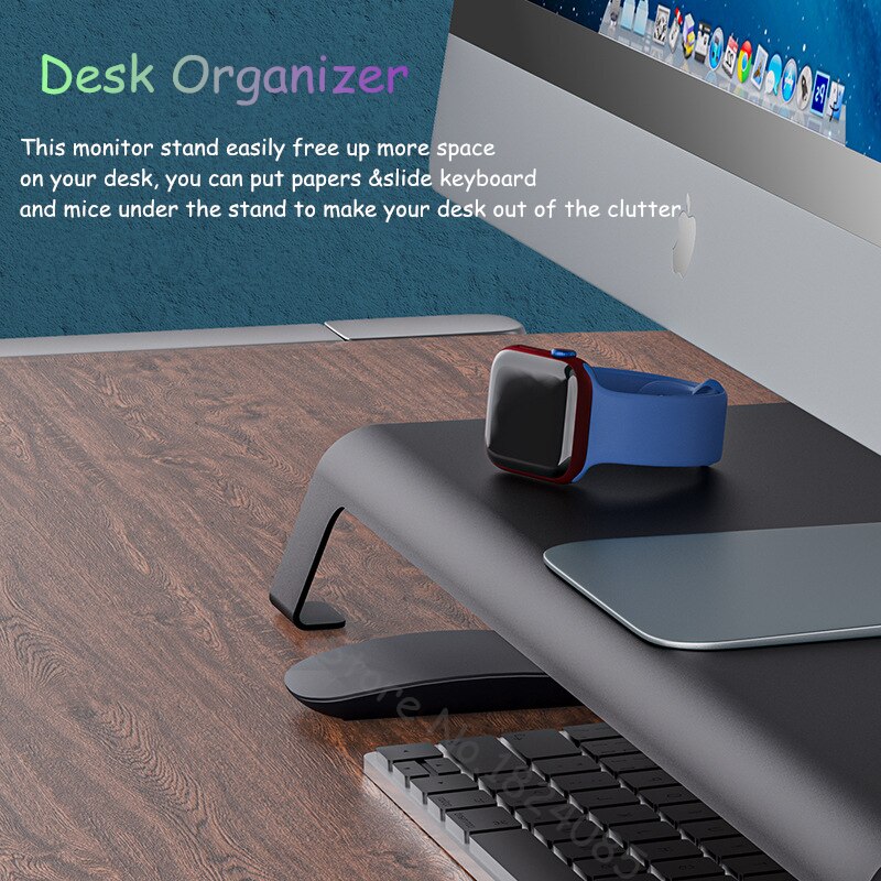 Soporte de Monitor de aluminio para ordenador portátil, plataforma resistente para pantalla LCD iMac MacBook, organizador de mesa