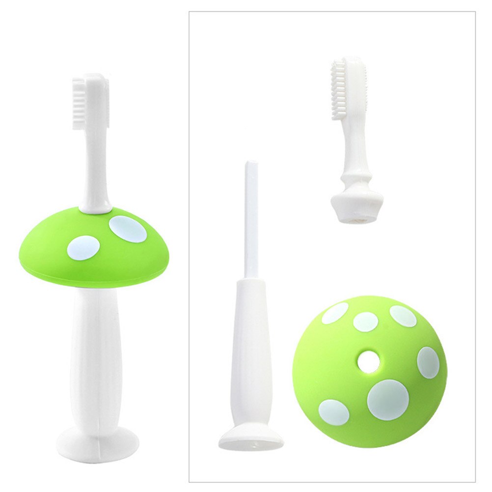 Brosse à dents en forme de champignon pour bébé, en Silicone, avec tête de brosse remplaçable