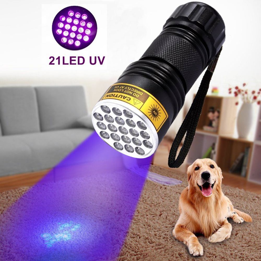 Alonefire 21 ledet uv lys 395-400nm ledet uv lommelykt fakkel lampe uv klebende gjeting reisesikkerhet uv deteksjon aaa: 21uv svarte
