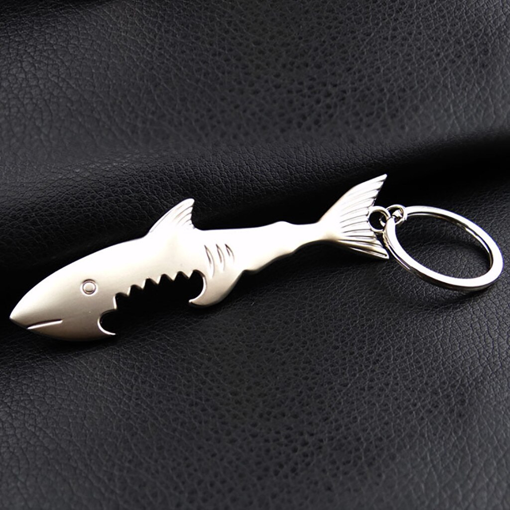 Beer Opener Keychain Ring Unisex Beer Bottle Shark Bottle Opener Easy Open Keychain Keyring Bottle Opener For Beer