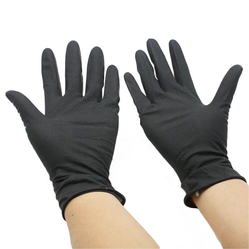 1 Paar Zwart Haar Dikker Rubber Handschoenen Technicus Handschoenen Duurzaam Anti-Slip Handschoen Kapper Accessoires Haar Styling Handschoenen: L