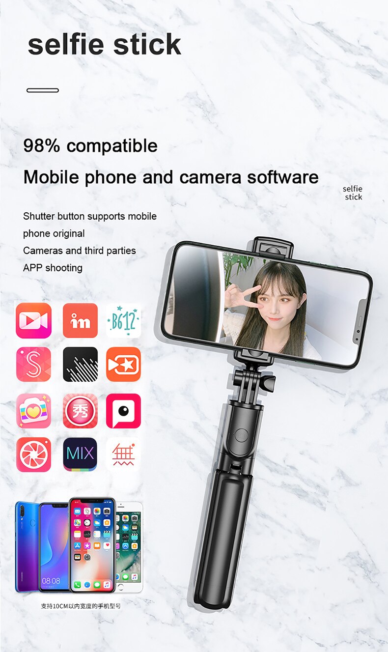 Foldable Mini Tripod With Shutter Remote For IPhone 3 In 1 Wireless Bluetooth Selfie Stick Extendable Handheld Monopod