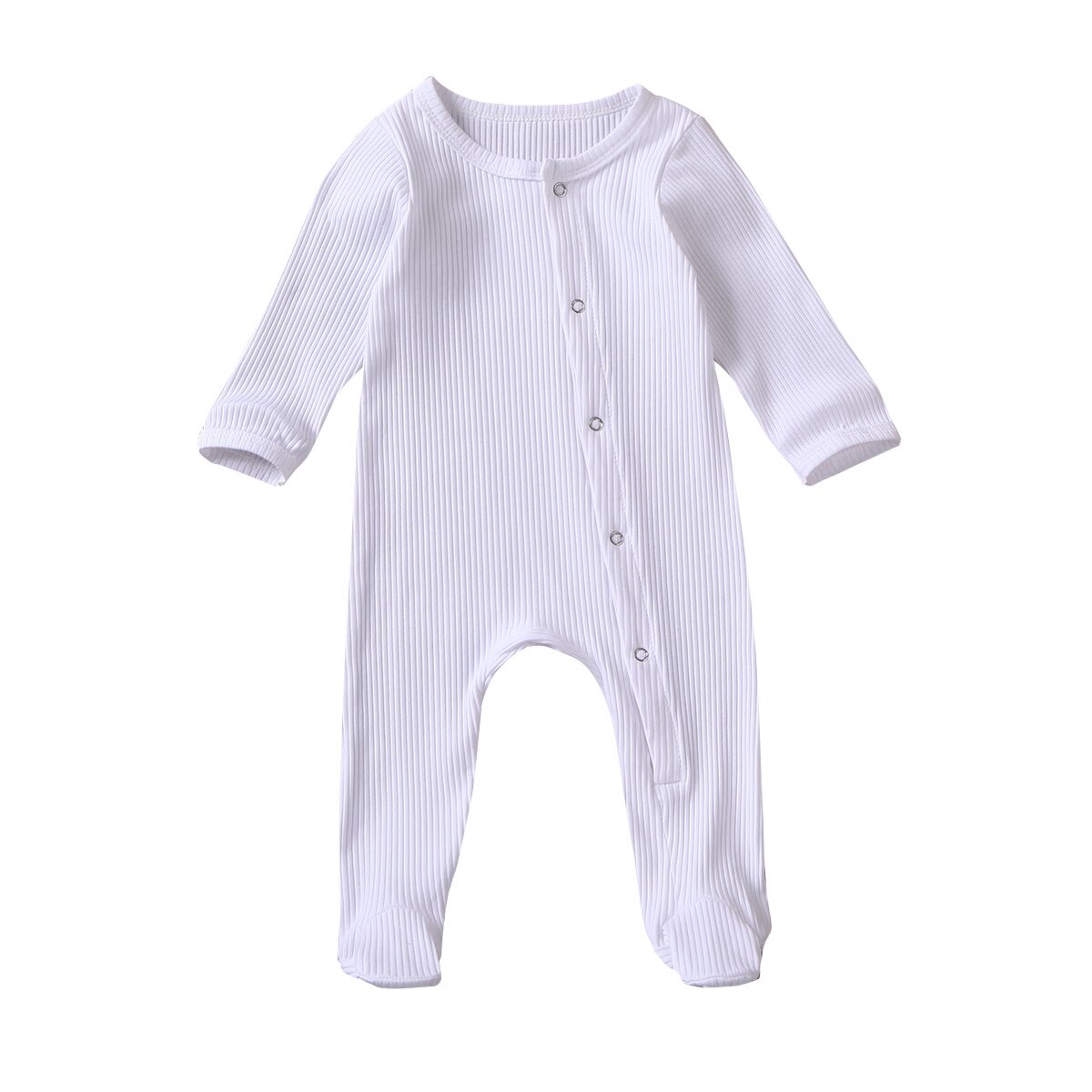 Pudcoco nyfødt spædbarn baby dreng pige footies playsuit bukser outfit blødt bomuld lange ærmer 0-6m jumpsuit mærke: Hvid / 3m