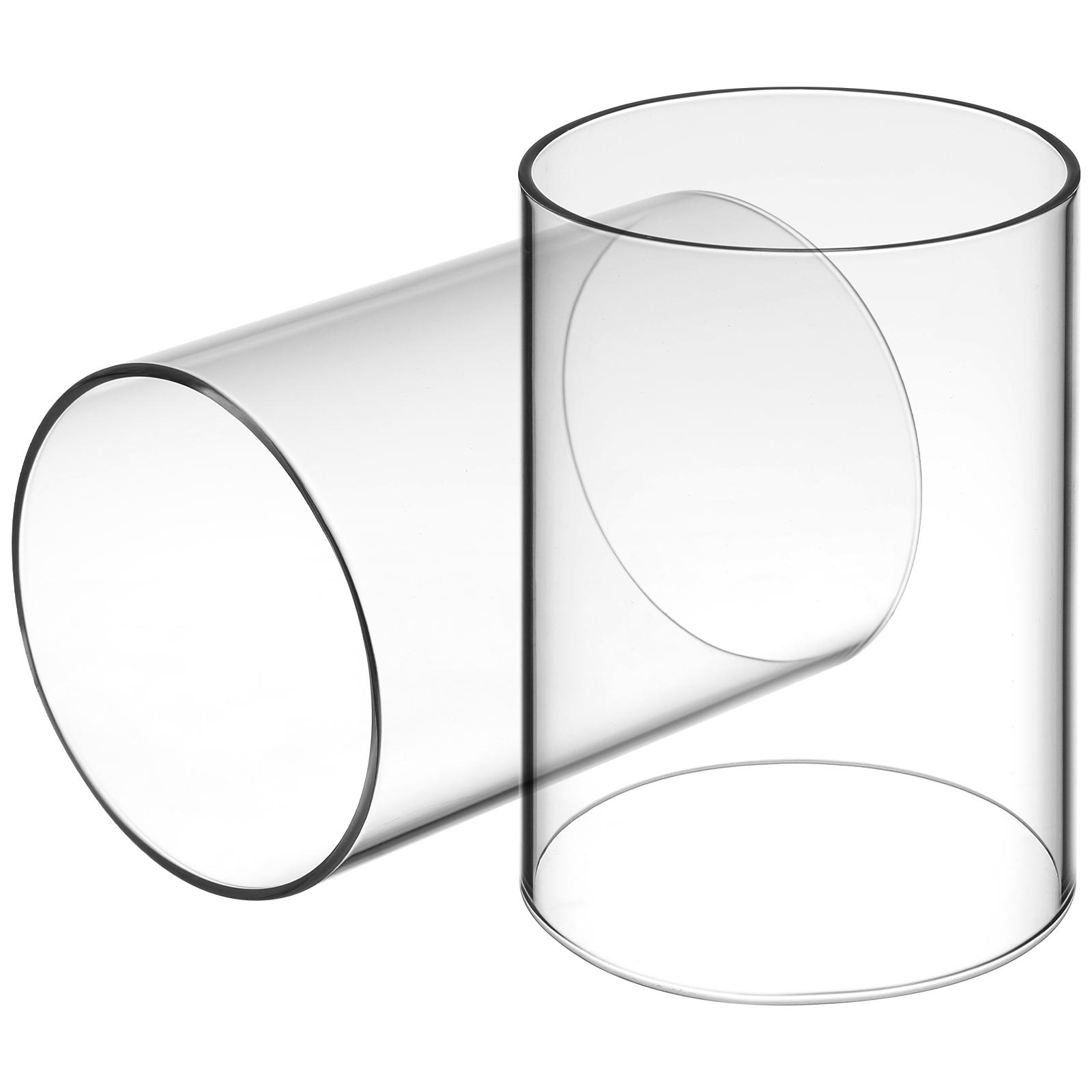 2-teiliges Set Schirm Kandelaber Lampe Glas Versorgung Esszimmer Kerzenständer Glasabdeckungen Kerzenhalter Rohr Lampenschirm Gerader Zylinder