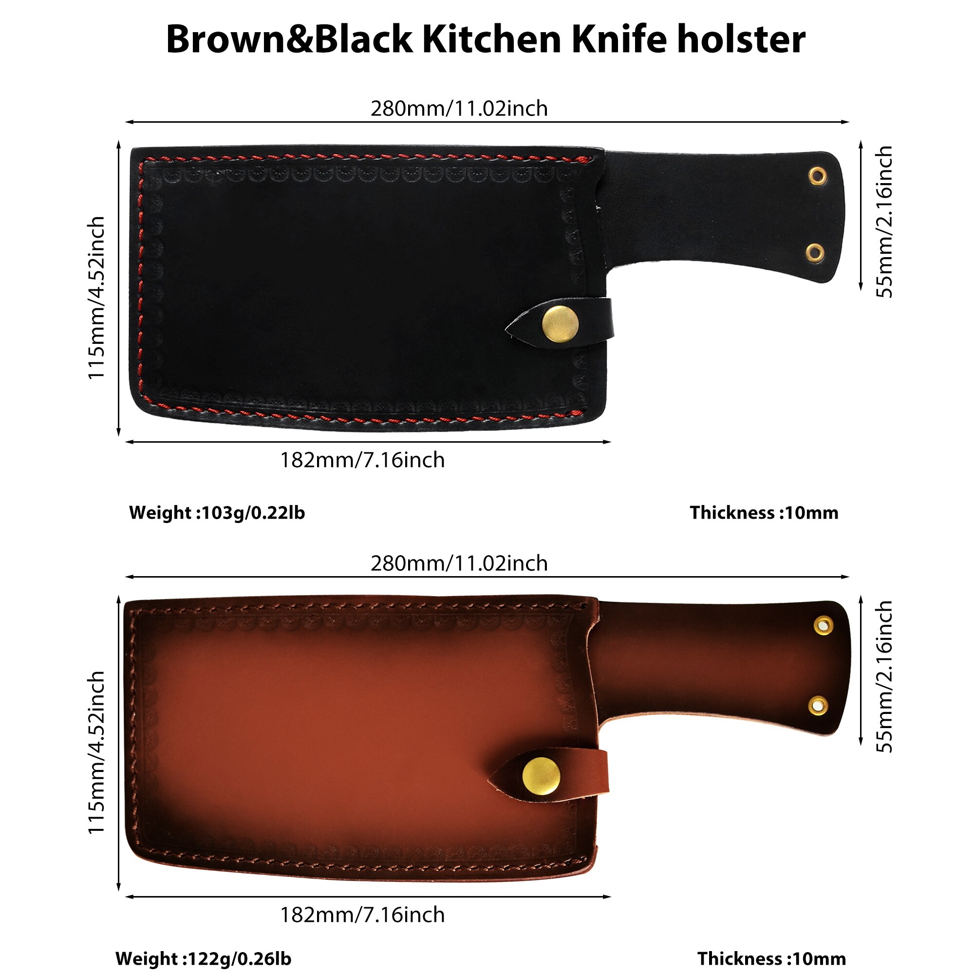 Knife Sheath Set Leather Case Kitchen Knives Edge Guard Protection Case Knife Sleeves Sheath For 7 Inch Cleaver Chopping Knives