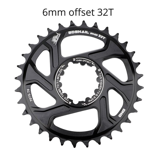 Schnecke 3mm 6mm versetzt Kettenblatt für Sram GXP SX NX GX XO X01 XX1 32/34/36/38T Fahrrad Einziges Krone Mtb überspielen Kurbelgarnitur: 6mm versetzt Schwarz 32T