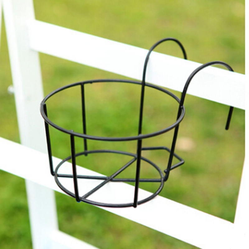 Porte-plantes à suspendre sur balcon, support rond pour pots de fleurs, clôture pour fenêtre extérieure, en fer, bonsaï, décoration,