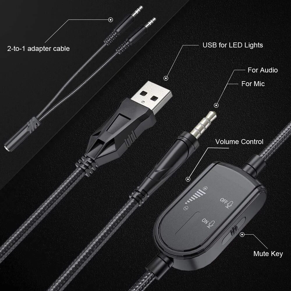 ONIKUMA K8 gamingowy zestaw słuchawkowy przewodowe słuchawki Stereo z redukcją szumów z mikrofonem LED Lights słuchawki na PS4 XBox One PC Laptop Tablet