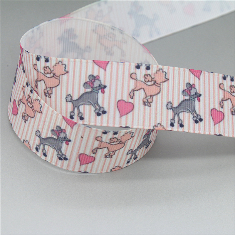 DUWES 50 yards Hond Poedel Bulldog Corgi Gedrukt Grosgrain Lint Accessoire Hairbow Hoofddeksels Decoratie DIY OEM D1651: Antique Zinc / M