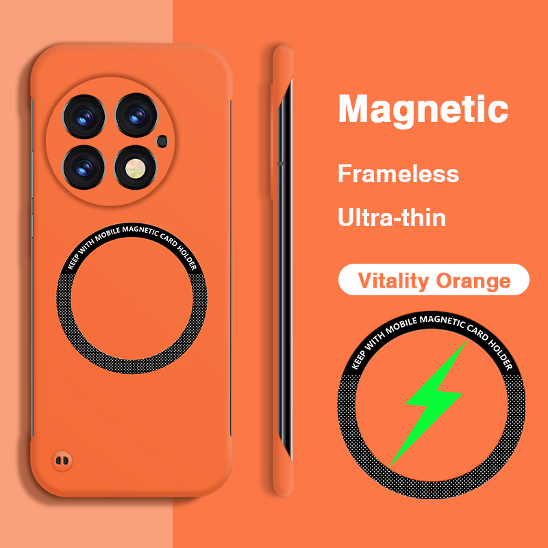 Cienkie bezramkowe etui na telefon OnePlus 13 13R 13T 13s 5G twardy muszla luksus magnetyczny bezprzewodowy opłata aparat fotograficzny ochrona Powrót okładki: Lawenda / OnePlus 13s