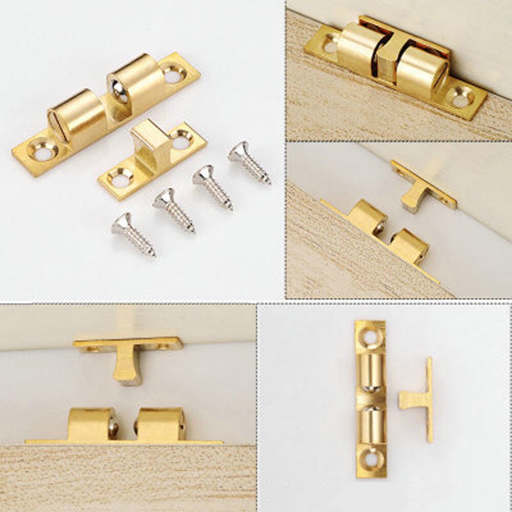 Brass Adjustable Double Ball Tension Roller Catch Hardware Fitting Cabinet Closet Furniture Door with Screws Door Stop Magnetic