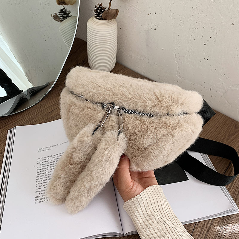 Trendige gürteltasche für damen, winter-samt-brusttasche, einfarbige schultertasche, bauchtasche, damen-outdoor-sportgürtel: Hellgrau