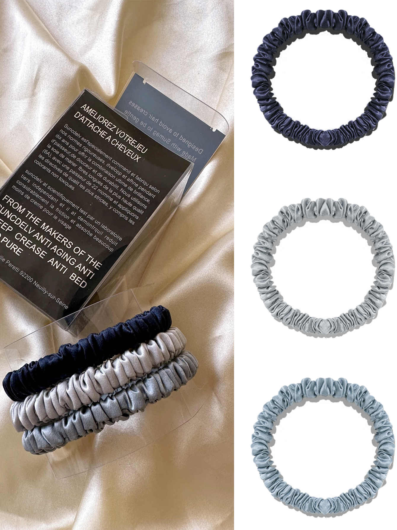 3PCS Box 100% Natuurlijke Zijde Effen Kleur Haarbanden Haar Scrunchies Vrouwen 6ASilk Haarbanden Haaraccessoires: Licht Geel