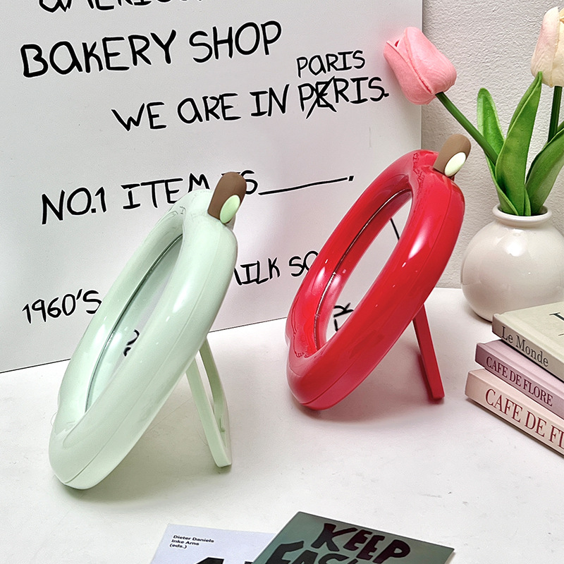 Ins Decoratieve Spiegel Desktop Cosmetische Spiegels Kawaii Appelvorm Make-upspiegel Slaapkamer Slaapzaal Draagbare Make-upspiegel Decor